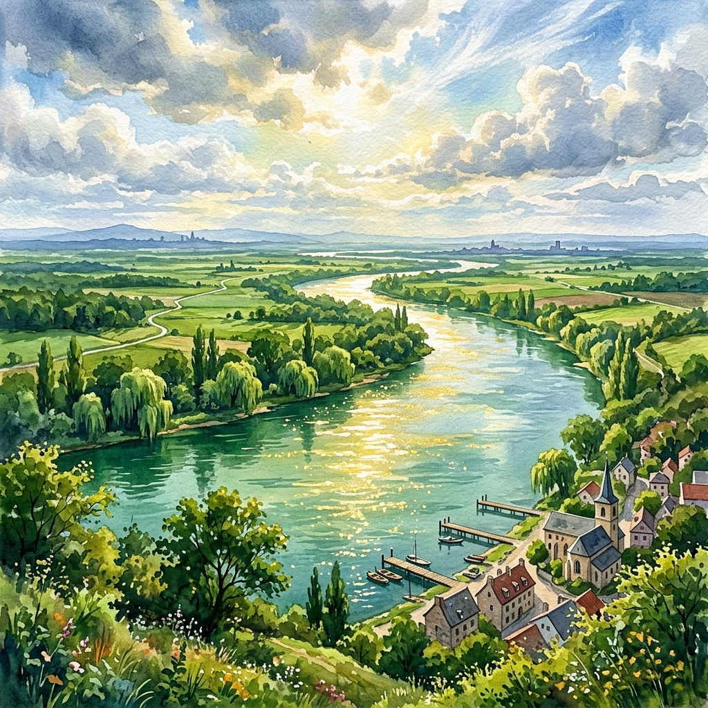 丘の頂から見たミルノ川の絶景